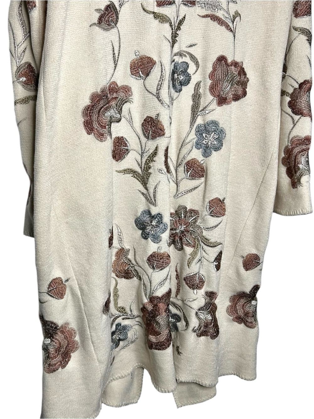 Johnny Was Biya Embroidered Floral Hooded Open Front Cardigan Medium - Picture 6 of 16
